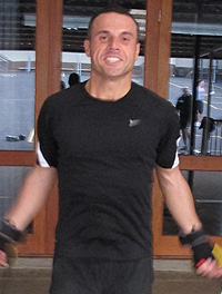 Happy client of outdoor group personal training with personal trainer at Real Results Fitness Training Oatley Sydney