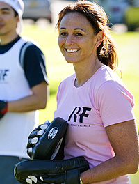 Happy client of outdoor group personal training with personal trainer at Real Results Fitness Training Oatley Sydney