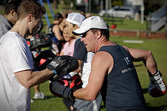 photo of outdoor group personal training, boot Camp with personal trainer at Real Results Fitness Training Oatley Sydney